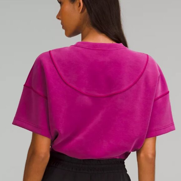 Lululemon Magenta Cropped Top Softstreme Short Sleeve - Picture 3 of 16